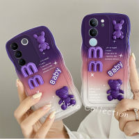 Phone Case เคส VIVO V29 V27e V27 Y27 Y36 5G 4G ปลอกตุ๊กตาหมีลูกบาศก์สีน้ำมันใสปกป้องเลนส์ฝาครอบอ่อน2023