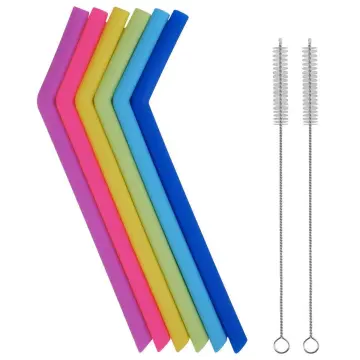 6 Pack Multicolor Silicone Replacement Straws for Stanley 20 30 40 oz  cup,Reusable Long Straw with Cleaning Brush