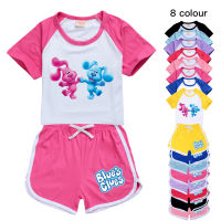 Blue Clues Boys 100-170 T-shirt Shorts Sports Suit Teenage Girls Clothing Toddler Kids Summer T Shirt Short Pants Set Child Tops