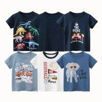 1-9 Years Children Clothing T-Shirts for Boys 100% Cotton Short Sleeve Bus Dinosaurs Animals Cartoon Kids Casual Sport Top Tees