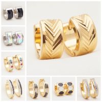 Yunkingdom 32 Pairs Different Style Fashion Crystal Stainless Steel Small Hoop Earrings for Women and Men Jewelry Wholesale