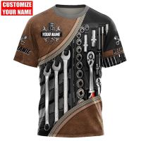 New Product 2023 เสื้อยืดผู้ชายฤดูร้อนส่วนบุคคลชื่อ 2023 Mechanic 3d เต็มตัวพิมพ์ Unisex Street Leisure เสื้อยืดกีฬา Dw47 Xs-5xl