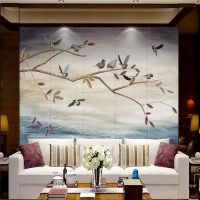 ♦ Decorative Wallpaper Simple And Aesthetically Beautiful Art Flower And Bird Background Wall Painting