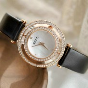 Đồng hồ nữ đeo tay dây da Guou 6039 mặt xoay 360 độc đáo chính hãng chống
