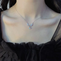 ชาวเน็ต Angel Wing สร้อยคอผู้หญิง Moonstone ขนาดเล็กออกแบบแสงหรูหราร้อยคอโซ่ PEDH