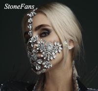 Stonefans Exaggerated Halloween Crystal Mask Cover Jewelry for Women Handmade Bling Bling Rhinestone Mask Decoration Jewellery