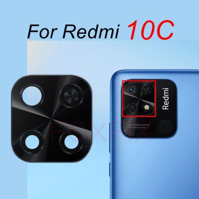 กระจกกล้องหลักด้านหลังสำหรับ Redmi 10C กระจกกล้องมองหลังที่เปลี่ยนฝาครอบพร้อมเทปกาว220333QAG 220333QBI