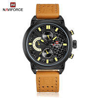 NAVIFORCE Watch for Men Casual Vintage Watch Brown Leather Wristwatch Military Multifunction Calendar Man Watches