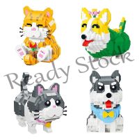 【hot sale】 ✔ B02 MY New Assembly Mini Blocks Building Toys Husky Animal Dog Corgi Micro Bricks Kids Gifts Girls Christmas Present Garfield Cat Pet Shop