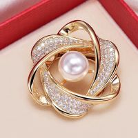 Trendy Vintage Rhinestone Flower Pearl Crystal Scarf Ring Korean Style Brooch Pins Shawl Clip Women Scarf Buckle Party Gifts