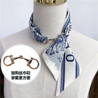 ★New★ Silk scarf headband thin and narrow streamer small silk scarf womens Korean all-match tied bag long belt long silk scarf