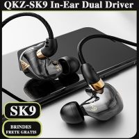 เฮดโฟนแบบมีสายหูฟังชนิดใส่ในหู QKZ SK9ทองแดงแบบ Dual-Drive ของแท้เบส HIFI พร้อมไมโครโฟนหูฟังเกมกีฬาวิ่งหูฟัง ZTX