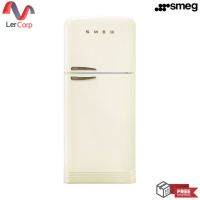 (Smeg) ตู้เย็นสไตล์ 50s Retro สีครีม มือจับสี Antique brass รุ่น FAB50RCRB5