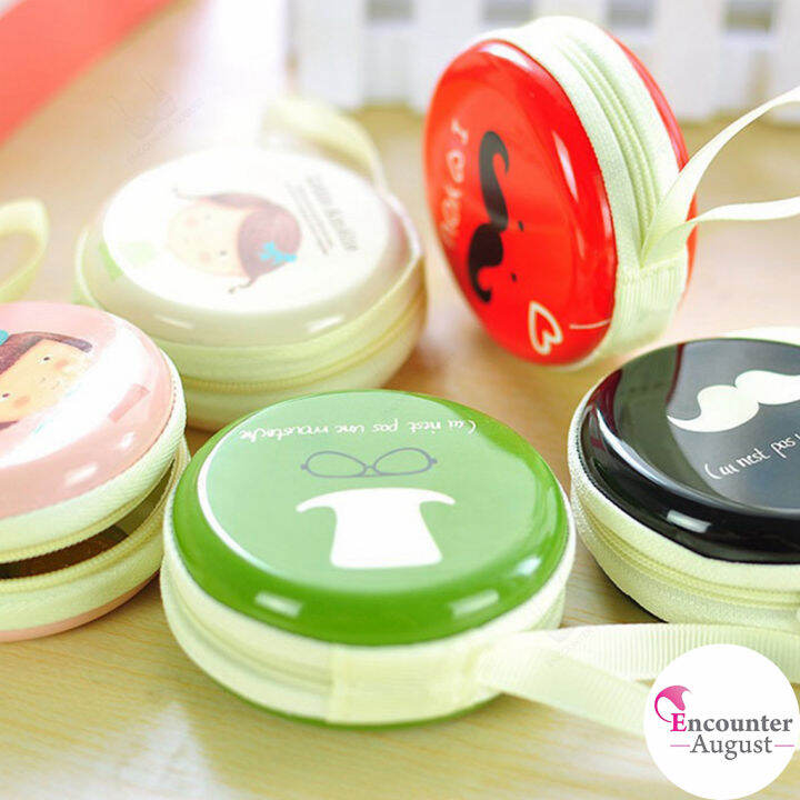 17 Colors Creative Tinplate Coin Purse Earphone Storage Bag Geometric