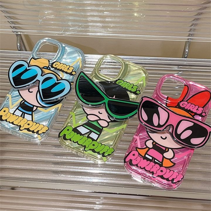 23new-lovely-powerpuff-girls-sunglasses-bracket-phone-case-for-iphone-14-13-12-11-pro-max-x-xr-xs-6-6s-7-8-plus-se-2020-silicone-cover