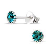 Silver thai   925 Silver Many Claw  Crystal   Earring Stud (Es Blue-Zircon)ต่างหูคริสตัลฟันปลาแบบก้านเสียบคริสตัลสีฟ้า(เอส บลู-เพทาย)เงินแท้925