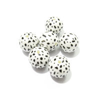 Newest 20mm 100pcslot Matte Pearl Printed Small Dots Beads For Fashion Chunky Jewelry Design