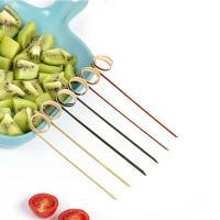 GUUE 100Pcs Barbeque Decorative Eco-friendly Disposable Bamboo tail Skewer Fancy Sticks Appetizers Picks Ring Toothpick