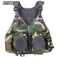 เสื้อชูชีพตกปลา Multi-Pockets Floatation Vest Buoyancy Waistcoat Boat Life Jacket