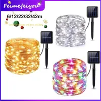 Feimefeiyou led solar light outdoor led fairy lights strip lighting, glow in the dark rechargeable led lamp, waterproof, 5 meters 50 led beads copper wire, 2 work modes, 600mAH