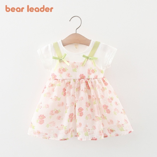 Bear leader đầm bé gái đầm trẻ em mới 2023 đầm bé gái váy nơ mùa hè váy - ảnh sản phẩm 1