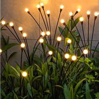 Solar LED Swing Garden Light Color Changing Firefly Floor Lamps Solar Lawn Decorative Lights Solar Powered LED Light Outdoor Garden Decoration Landscape Yard Lights Firework Firefly Light Lawn Garden Decor Solar Light Night Lamp Christmas L