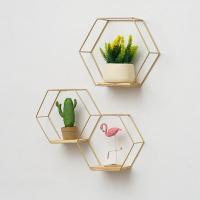 【CW】Decoration Craft Nordic Hexagonal Iron Stand Storage Shelf Home Shelf Storage Holder Contracted Design Decorative Shelves