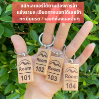 พวงกุญแจ งานเลเซอร์ป้ายทะเบียนจิ๋ว เบอร์ห้อง เลขที่ห้อง ขนาด3x5cm (สลักเลเซอร์ได้ตามต้องการค่ะ แจ้งรายละเอียดทางแชทได้เลยจ้า)