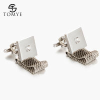 Cufflinks Men TOMYE XK18S004 High Quality Luxury Silver Colour Chain Zircon Square Cuff Links for Wedding Gift