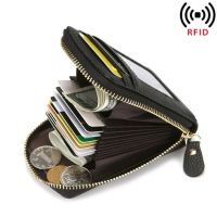 กระเป๋าซิปปิดกั้น RFID กระเป๋าใส่บัตรเครดิตกระเป๋าสตางค์หนังแท้สำหรับผู้ชาย,กระเป๋าใส่บัตรป้องกันกระเป๋าใส่บัตร2023ใหม่