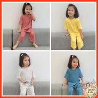 【Ready Stock】 ❧ C22 Ready Stock 1-7Y Childrens Home Clothes Set Summer Loose Thin Soft Air Conditioning Candy Color Clothing Pajamas