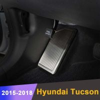 แผ่นรองไม่เจาะเคสไอแพดเหยียบพักเท้าสแตนเลสภายในรถสำหรับ Hyundai Tucson 2015 2016 2017 2018 2019