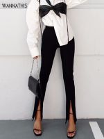 WannaThis Sexy Casual Pencil Pants Women Trousers Autumn Elegant High Waist Hem Zipper Split Slim Pants 2020 Fashion Streetwear