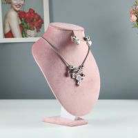 ✜☇┋ Jewelry Store Pink Velvet Portrait Neck Jewelry Display Stand Pendant Ring Tray Counter Retail Display Cabinet Organizer