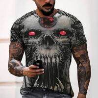 Manufacturers directly supply cross-border 3D digital printed skull mens and womens casual street short-sleeved tops