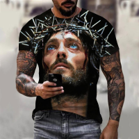 2023 NEW Casual Short Sleeved T-shirt with 3d Jesus Christ Pattern, Oversized, Harajuku Style, Suitable for Both Men And Women fashion