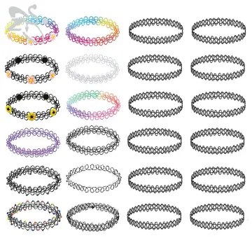 Hot Sale 12Pcs/Lot Hot Sell Vintage Hippy Stretch Tattoo Choker Necklace  Elastic Chocker Necklace Fishing Line Tattoo Necklace 