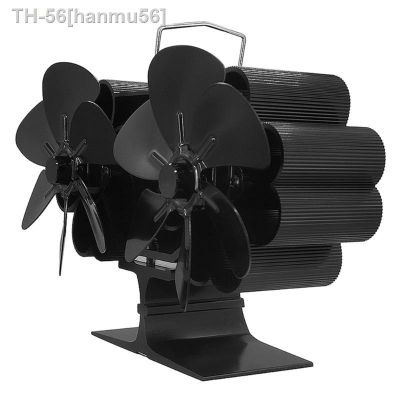 ☾✥✽ hanmu56 Fogão forno ventilador alimentado a calor lâminas silencioso duplo motor lareira fãs não eletricidade necessária economizar energia chaminé