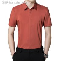 ผู้สูงอายุเสื้อเชิ้ตแขนสั้นธุรกิจสีทึบ6XL ฉบับภาษาเกาหลีแขนสั้นสำหรับผู้ชายไร้เหล็ก