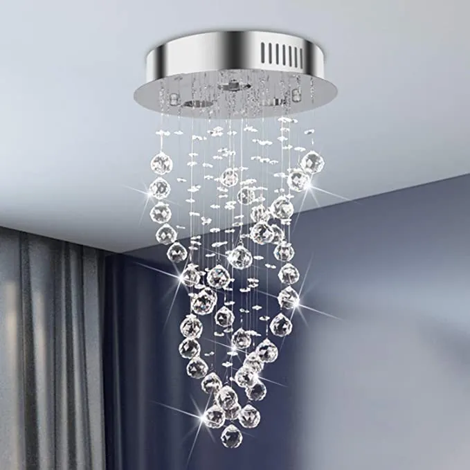 Luxury K9 Crystal Ball Light Fixture Modern Spiral Raindrop Chandelier Lighting 3 Lights Flush Mount Lamp Ceiling For Bedroom Dining Living Room Foyer Staircase Lazada Ph Luxury K9 Crystal Ball Light Fixture, Double Sphere Raindrop Crystal Chandelier Parts