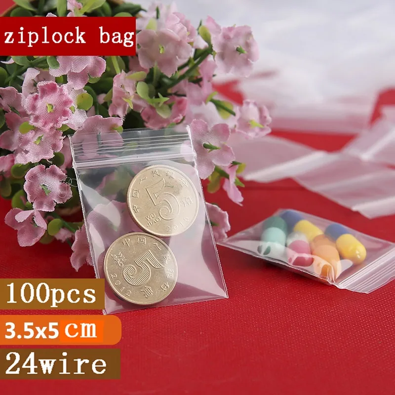 Thick 0.24mm 100pcs Mini Cute Zip lock Bags Plastic Packaging Bags Plastic  Zipper Bag Ziplock Pill Jewelry Packaging Pouches