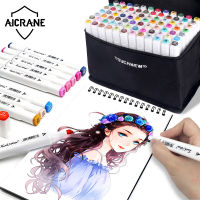 AICRANE Touchยี่ห้อปลายคู่ปากกาเซตปากกา24/60/80สีDual HeadผิวมันAlcoholicแปรงภาพร่างปากกาสำหรับวาด.