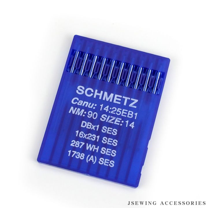 10ชิ้นเข็ม-ses-schmetz-dbx1สำหรับเข็มเย็บผ้าอุตสาหกรรมเครื่องจักรเย็บผ้า14-25eb1-16x231-287wh-1738-a