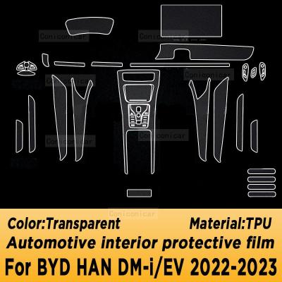 TPU แผงเกียร์ฟิล์ม Dashboard สติกเกอร์ป้องกันภายใน Anti-Scratch รถอุปกรณ์เสริมสำหรับ BYD HAN EV ไฟฟ้า DMI 2023