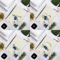 Dark Blue Rose Golden English Alphabets White Linen Cosmetic Bag For Women Makeup Wedding Pencil Organizer 15x22cm/18x25cm