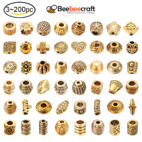 Beebeecraft 10-100 PC สไตล์ทิเบตลูกปัดโลหะผสมเคราลูกปัดโลหะกรวยดอกไม้รอบคอลัมน์ Spacer ลูกปัดสำหรับ DIY เครื่องประดับหัตถกรรมทำโบราณสีทอง