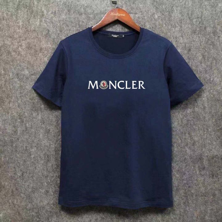 monclera-เสื้อยืดผู้ชายพิมพ์ลายปักสองขั้นตอนป้ายปักลายไลคร่าทันสมัยเทรนด์เสื้อยืดผ้าฝ้าย