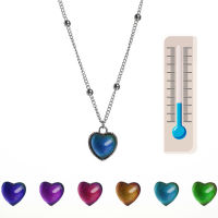 New Creative Mood Necklace Color Change Emotion Feeling Temperature Control Heart Pendant Stainless Steel Chain Jewelry for Girl