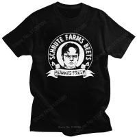 เสื้อยืดผ้าฝ้ายTrendy Mens Dwight Schrute Farms Tshirt Short Sleeves Soft Cotton Tee O-neck Summer USA TV Show The Offi  VGZZ