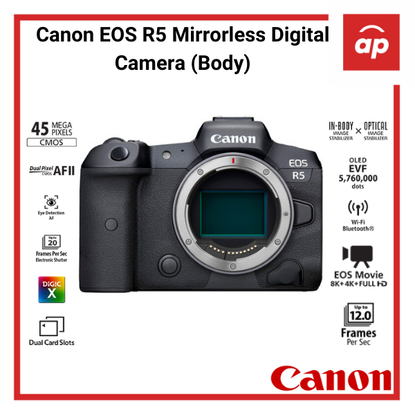 Canon EOS R5 Mirrorless Digital Camera (Body only) [Local 12 + 3